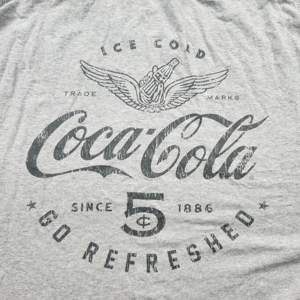 Coca-Cola Mens 3XL T-Shirt Heather Grey Georgia Graphic Distressed Logo Tee